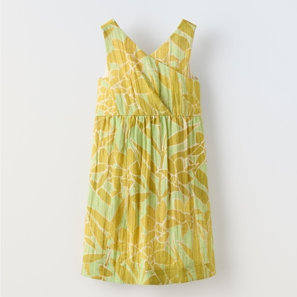 Zara girls PRINTED WRAP DRESS 13/14Y NWT yellow